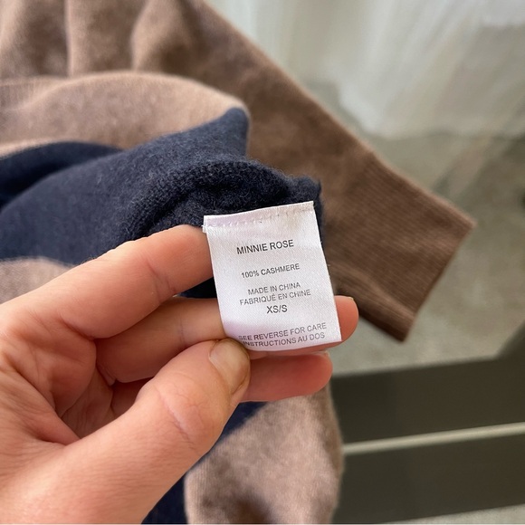 Minnie Rose Sweater Womens Cashmere Dolman Sleeve Size XS S Brown Black Boxy - Picture 7 of 8